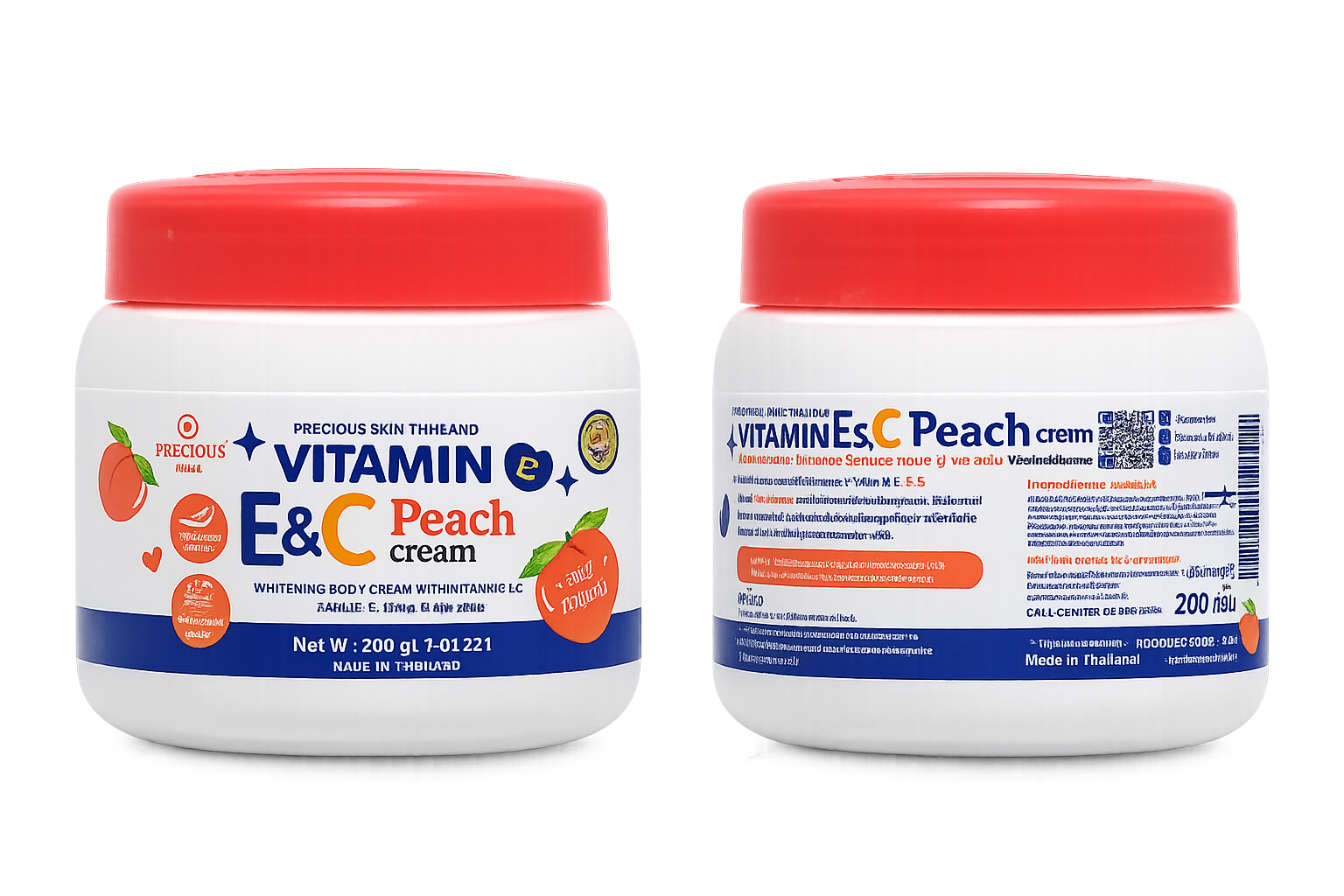 Precious Skin Thailand Vitamin E & C Peach Cream – 200g